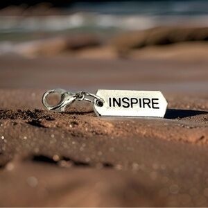 🔴 5 for $10 ONE INSPIRE Silver Tone Inspirational Word Charm Lobster Clasp
